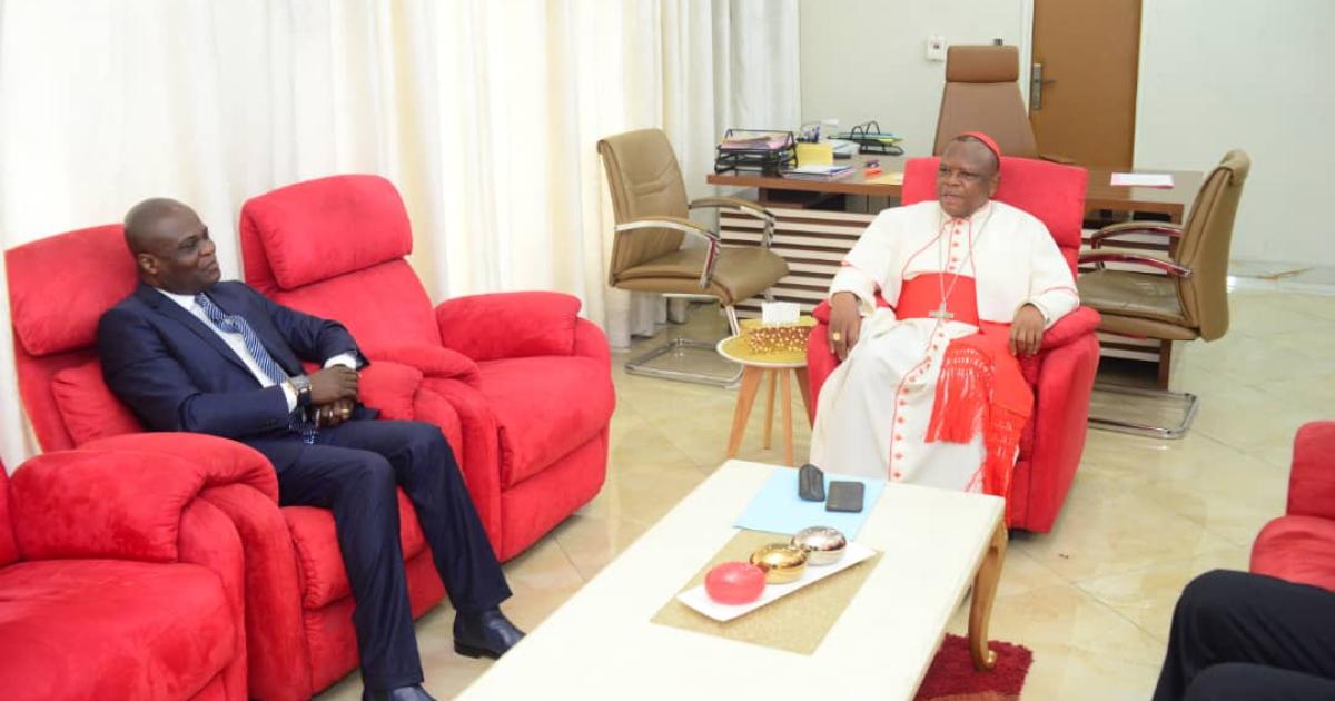 Le cardinal Fridolin Ambongo et le ministre de l'EPST Willy Bakonga/Ph. droits tiers