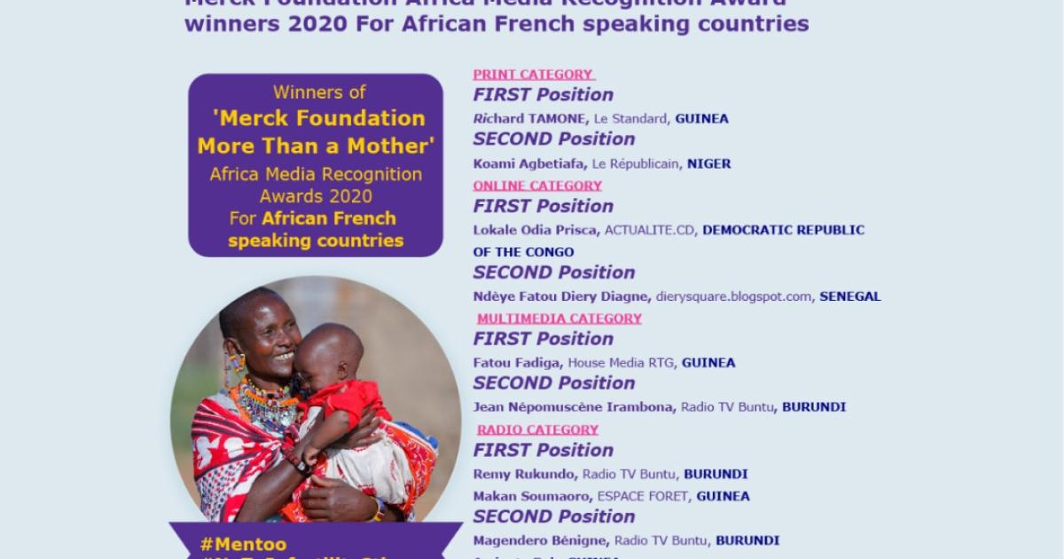 RDC : le Desk Femme de ACTUALITE.CD remporte le prix de Reconnaissance des médias initié par Merck Foundation