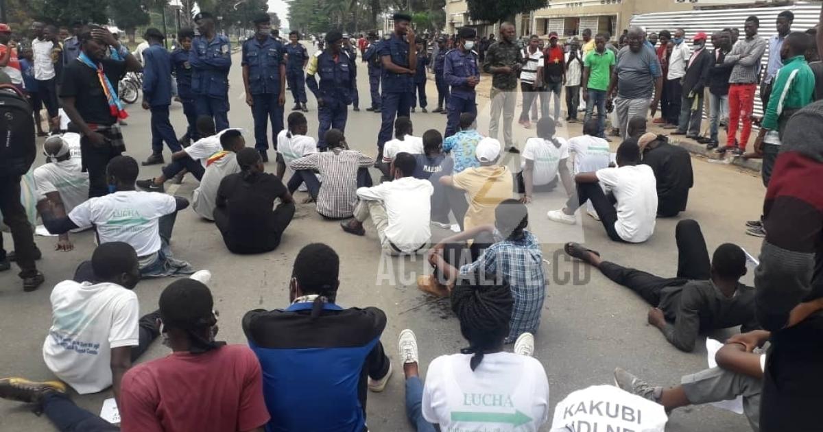 Les militants LUCHA en pleine manifestation à Kananga/Ph. ACTUALITE.CD