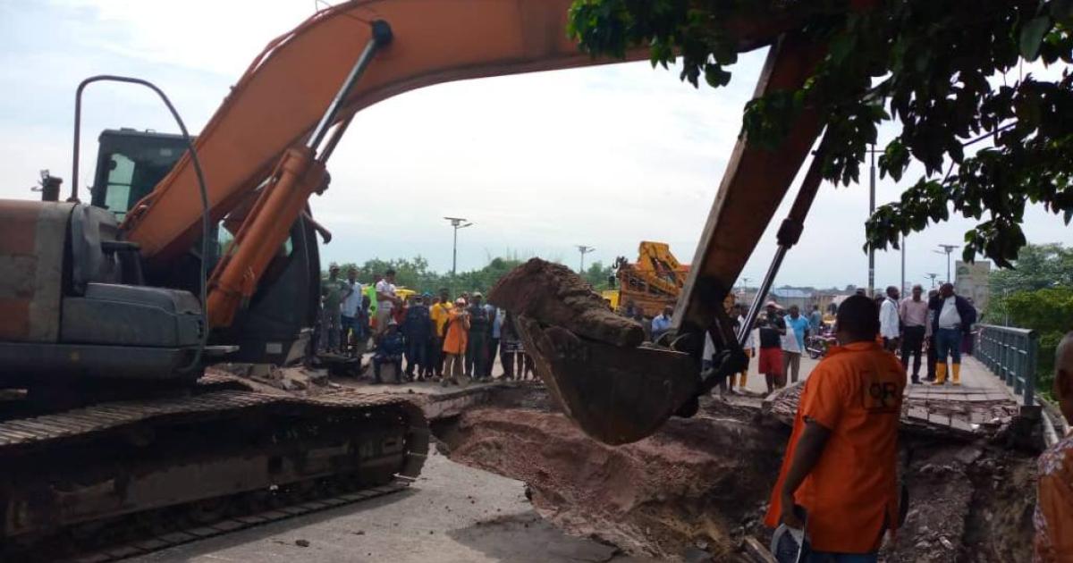 Les travaux de réhabilitation du pont N'djili/Ph. ACTUALITE.CD