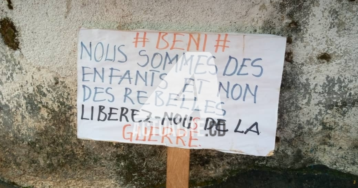 Message des élèves de Beni contre l'insécurité/Ph ACTUALITE.CD 