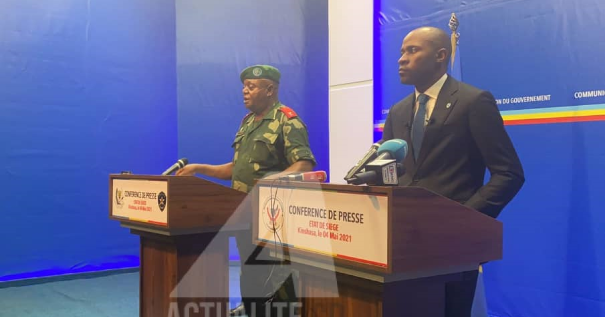 Général Richard Kasonga et le ministre Patrick Muyaya/Ph ACTUALITE.CD 