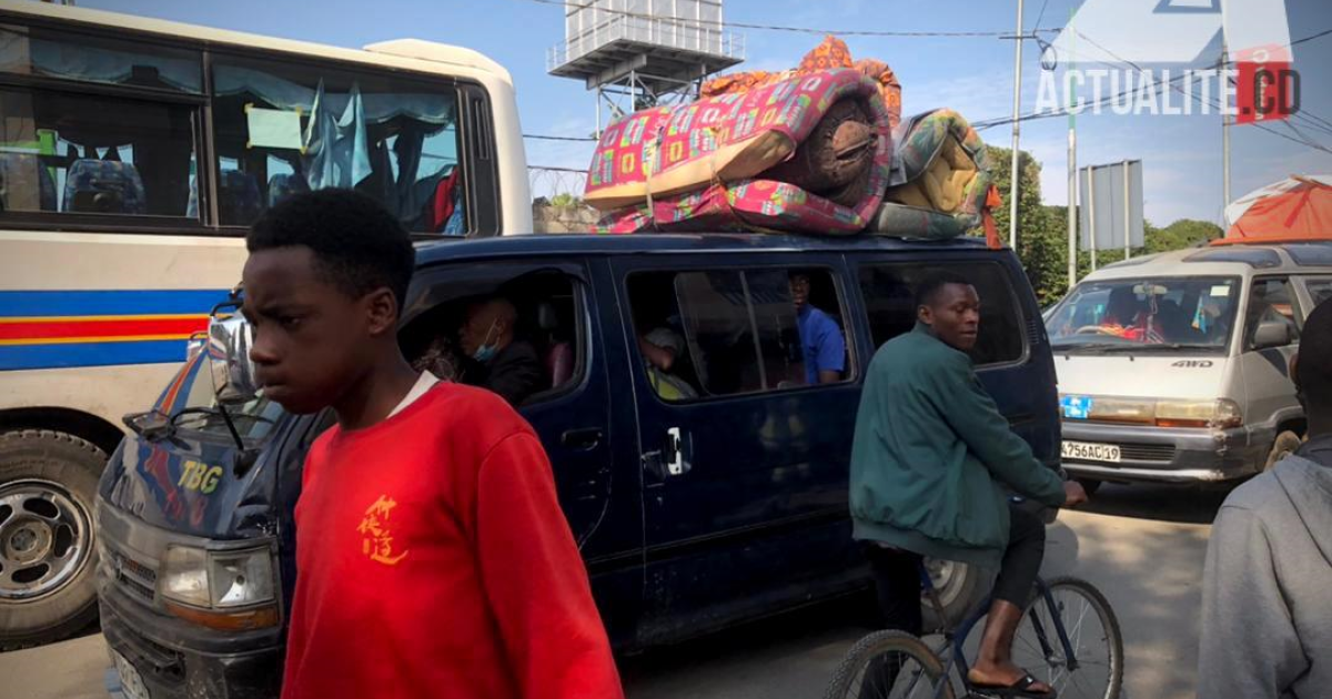 Les habitants de Goma lors de l'évacuation/Ph ACTUALITE.CD 