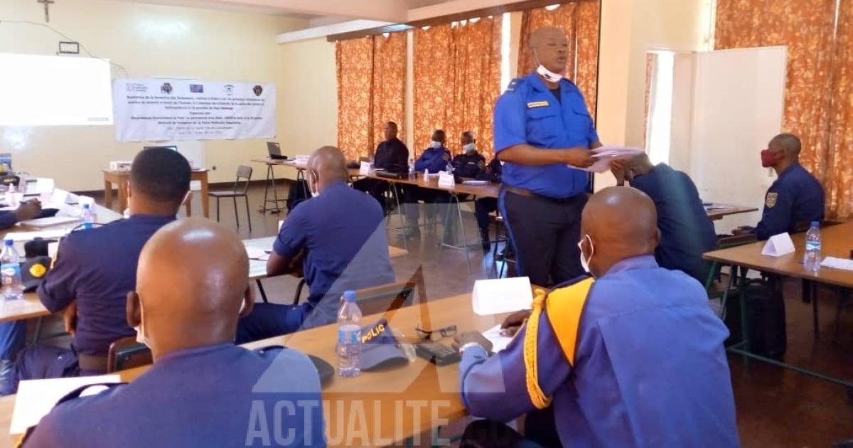 Les officiers responsables des unités spécialisées de la Police des mines et hydrocarbures en formation à Lubumbashi/Ph. ACTUALITE.CD