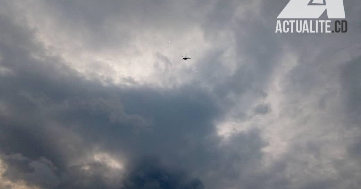 Un hélicoptère de la Monusco survolant le volcan Nyiragongo/Ph ACTUALITE.CD 