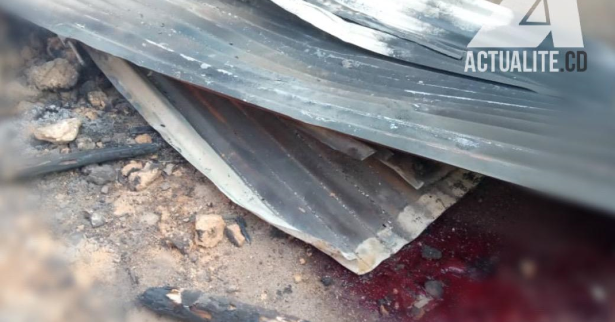 Des traces de sang dans une parcelle après attaque des rebelles ADF à quartier Rwangoma à Beni/Ph ACTUALITE.CD