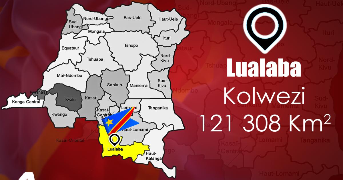 Province de Lualaba sur la carte de la RDC