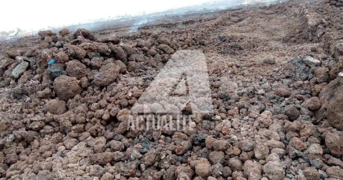 Les traces de la lave après l'éruption de Nyiragongo le 22 mai 2021