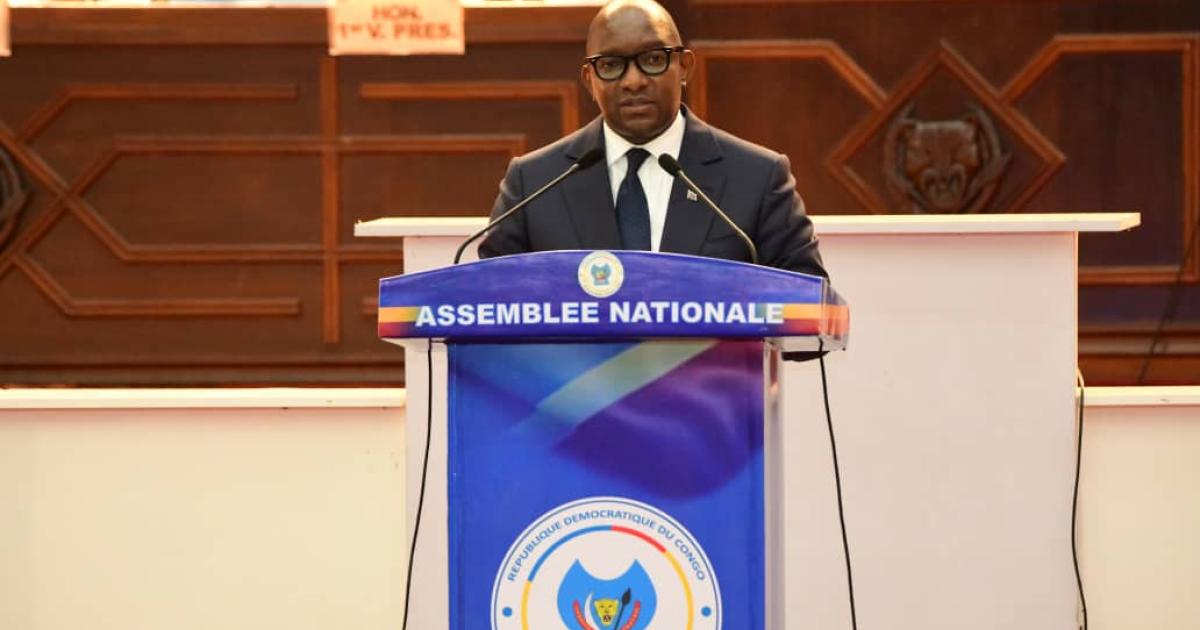Le Premier ministre Sama Lukonde lors de la présentation du projet de LOFIP 2022 à l'Assemblée nationale 