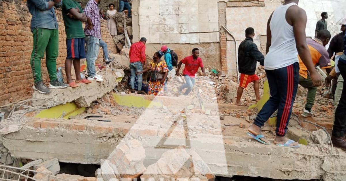 Les décombres d'une maison écroulée à Bukavu