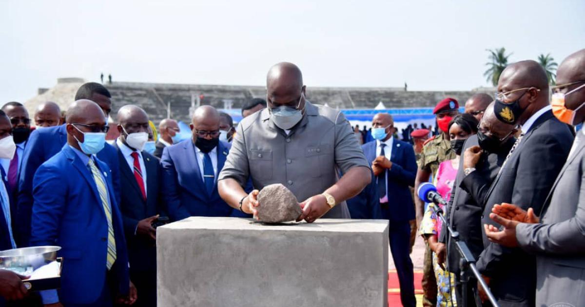  Félix-Antoine Tshisekedi Tshilombo lançant les travaux d'aménagement  et de réhabilitation des infrastructures devant accueillir les IXèmes Jeux de la Francophonie.