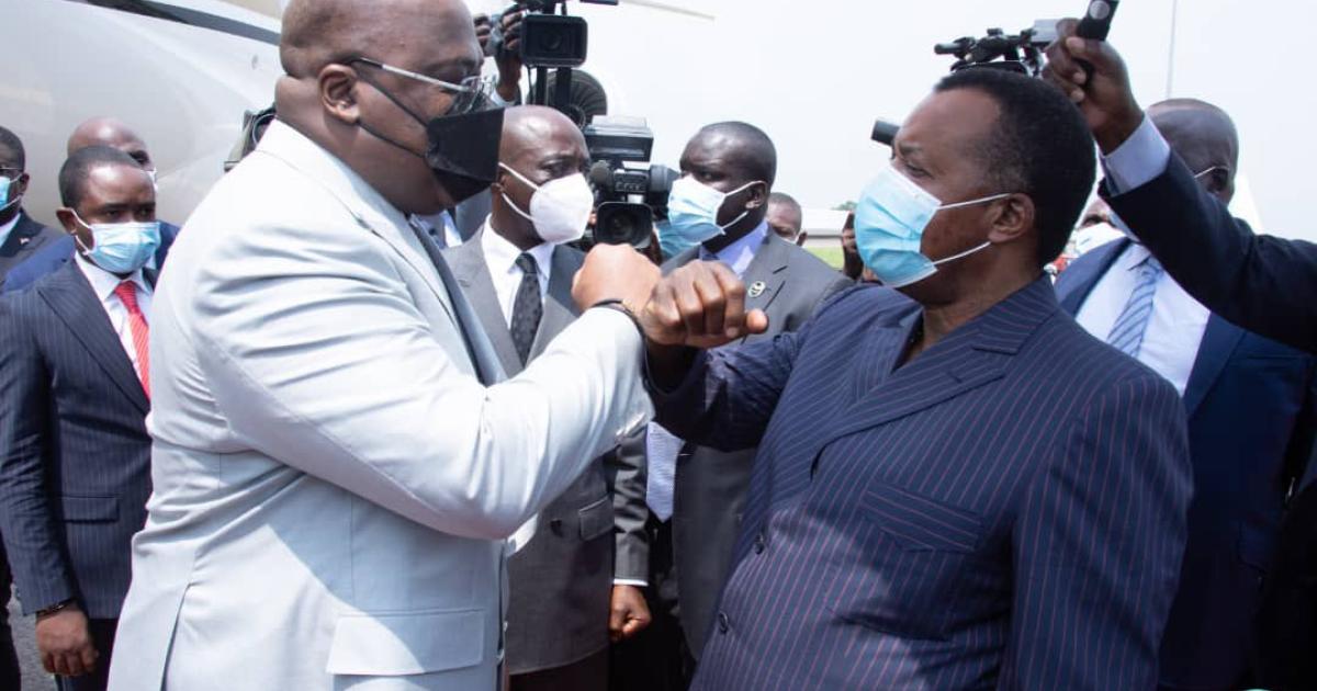 Félix Tshisekedi accueilli par Denis Sassou à Oyo