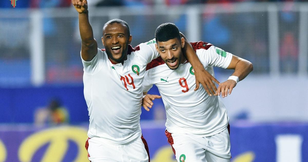 Joueurs marocains célébrant un but