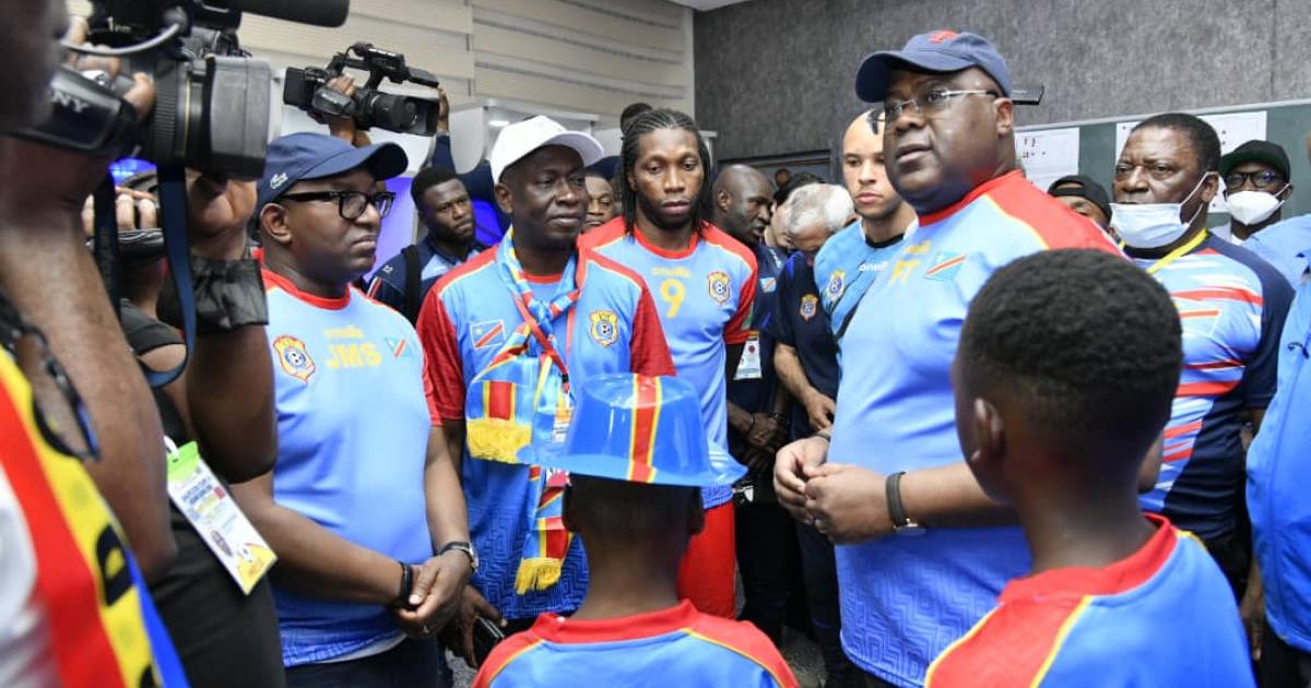 Félix Tshisekedi avec les léopards 