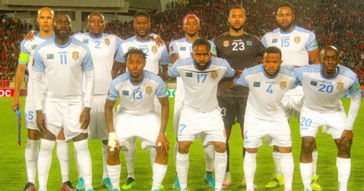 Les Léopards lors d'une opposition contre les Lions de l'Atlas du Maroc aux éliminatoires du Mondial Qatar 2022 