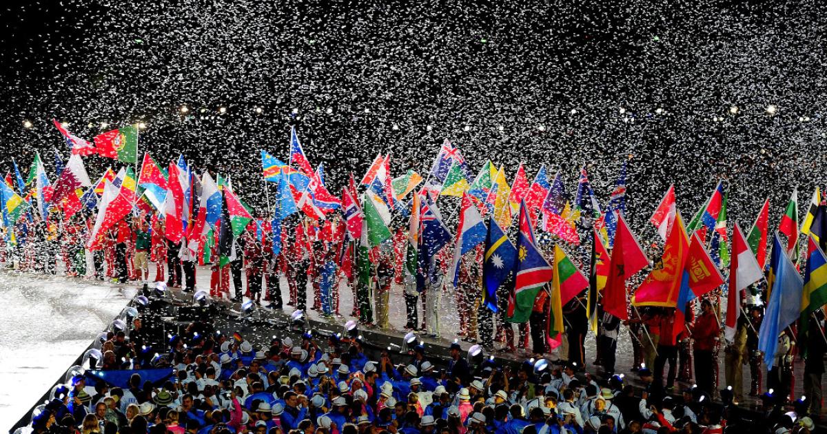Les drapeaux des Nations lors des J.O