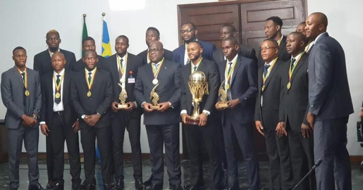 Les Léopards vainqueurs de l'Afrocan 2019 avec Félix Tshisekedi. Photo droits tiers