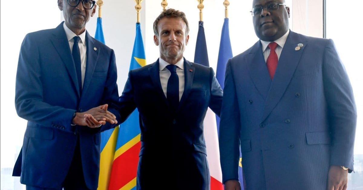 Emmanuel Macron, Félix Tshisekedi et Paul Kagame