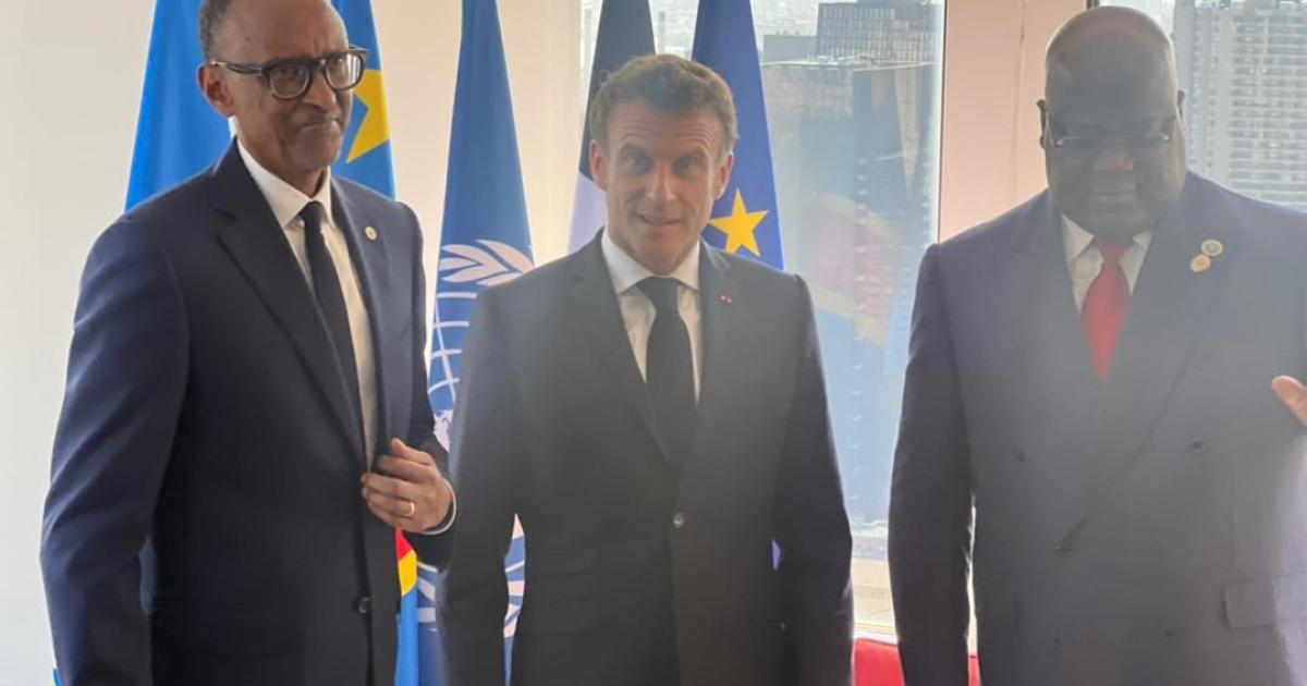 Félix Tshisekedi, Emmanuel Macron et Paul Kagame