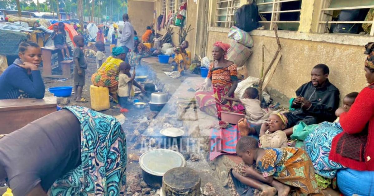 les déplacés dans une école à Nyiragongo.