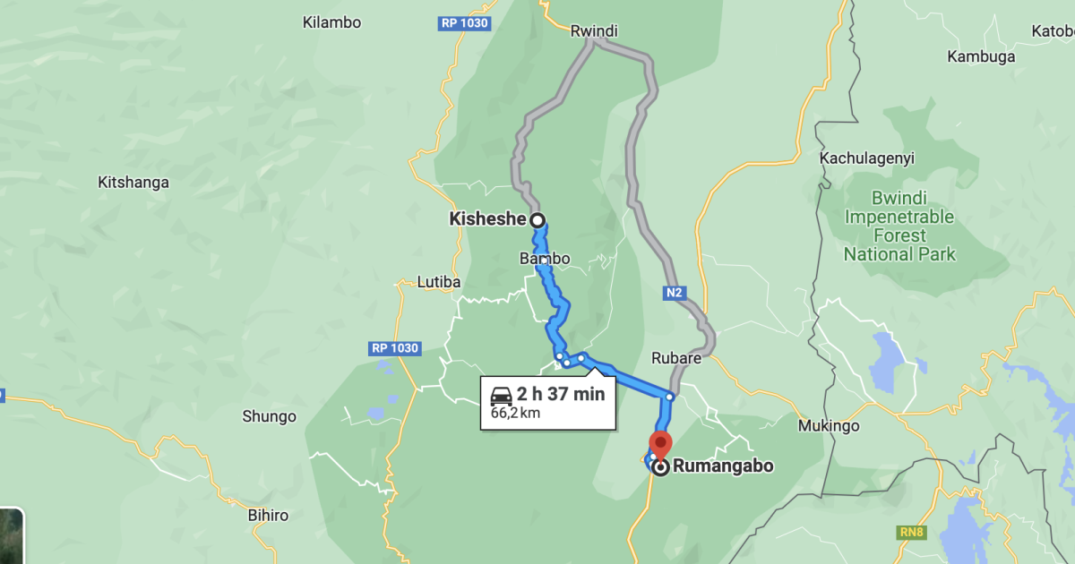 Trajet Rumangabo-Kishishe