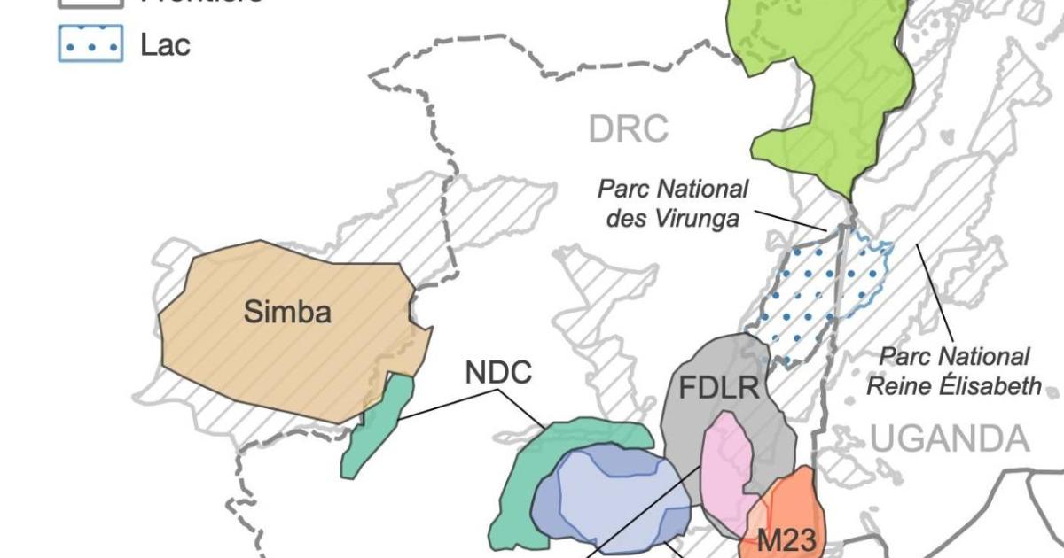 Répartition spéciales de quelques groupes armées et aires protégées dans la province du Nord-Kivu, RDC ©	Keng
