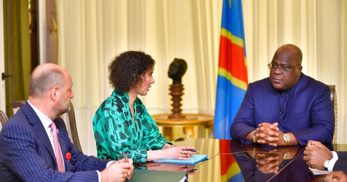 Félix Tshisekedi et Hadja Lahbib, Ministre fédérale belge des Affaires étrangères, des Affaires européennes et du Commerce extérieur, et des Institutions culturelles fédérales
