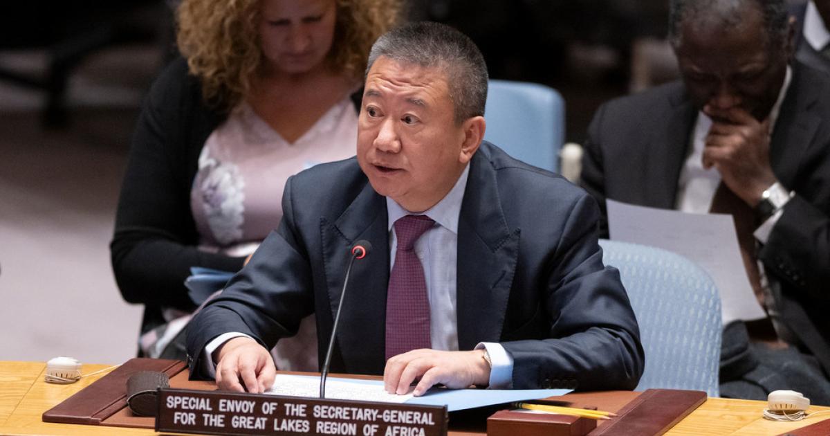UN Photo/Manuel Elias L'Envoyé spécial des Nations Unies, Huang Xia, informe le Conseil de sécurité sur la situation dans la région des Grands Lacs.