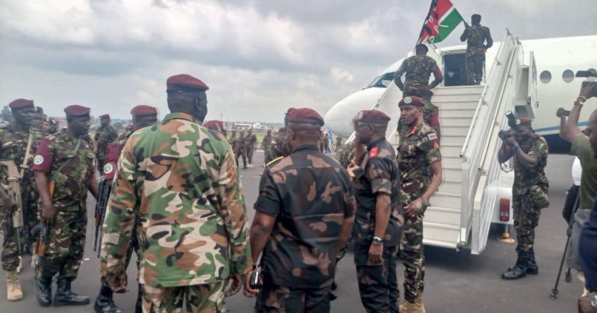 Un contingent Kényan de l'EACRF à l'aéroport de Goma 