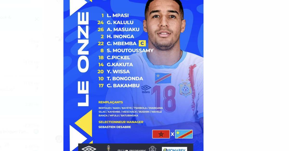 Le onze congolais contre les marocains