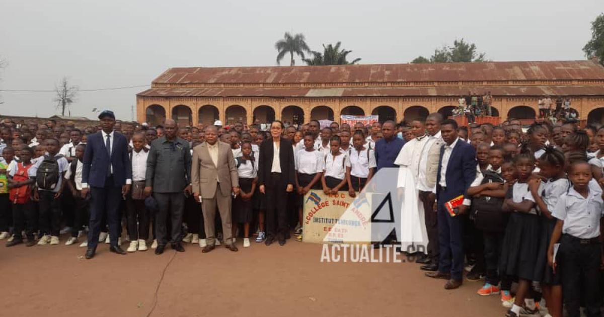 Raissa Malu à l'Institut Tshikunga, ex-Collège Saint-André lors du lancement de la rentrée scolaire 2024-2025