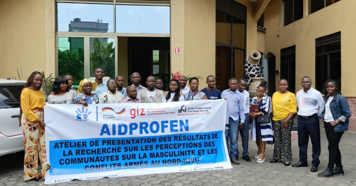 Présentation des résultats de la recherche sur les perceptions des communautés sur la masculinité et les conflits au Nord-Kivu par Aidprofen, vendredi 6 septembre 2024 