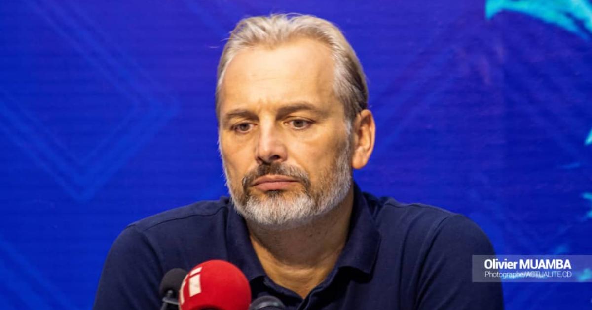 Sébastien Desabre, sélectionneur des Léopards, en conférence de presse d'après match contre la Guinée, le 6 septembre au stade des Martyrs 