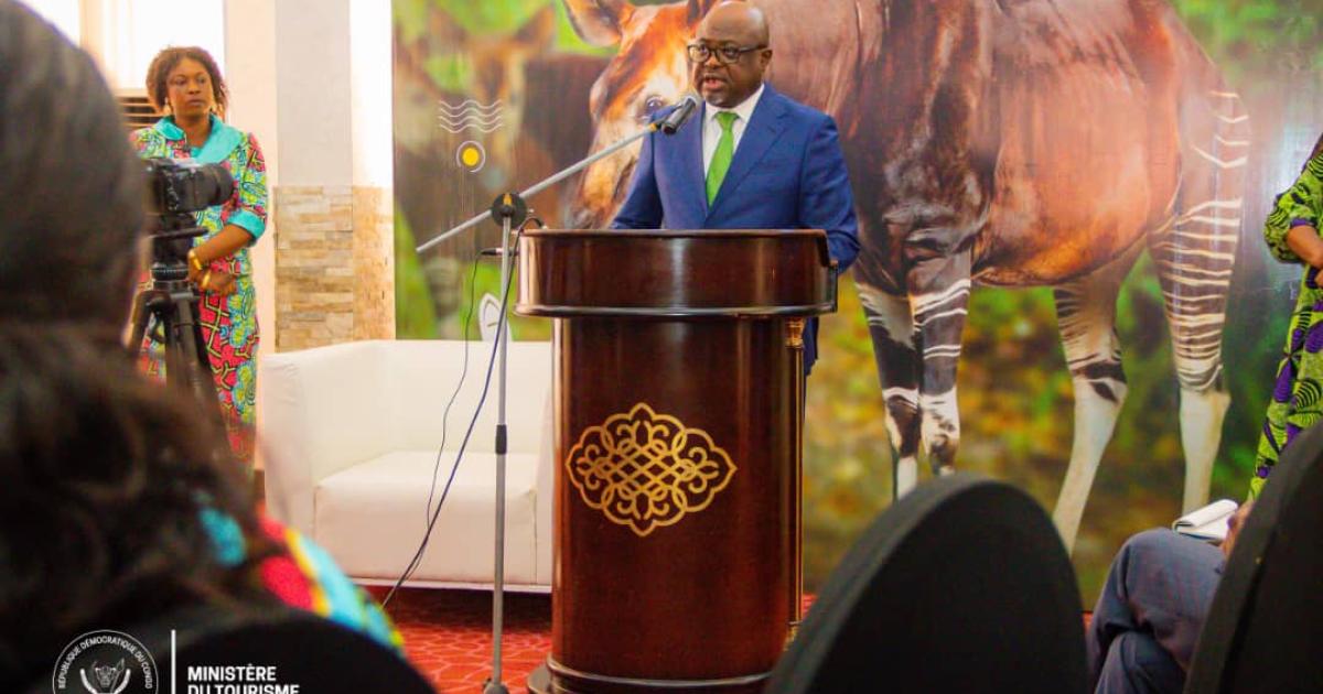 Didier M'piamba, ministre national du Tourisme, au forum sur la validation de la politique nationale du tourisme, le 10 septembre 2024