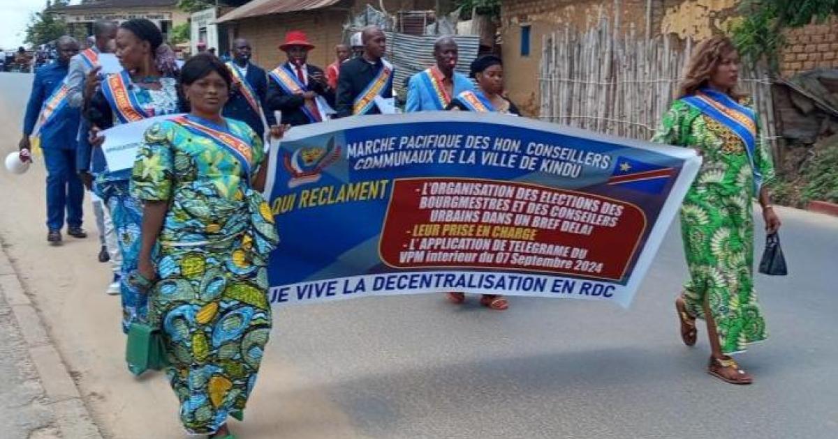 Manifestation des conseillers communaux à Kindu/Ph droits tiers