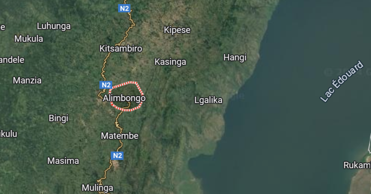 Alimbongo sur la carte du territoire de Lubero au Nord-Kivu