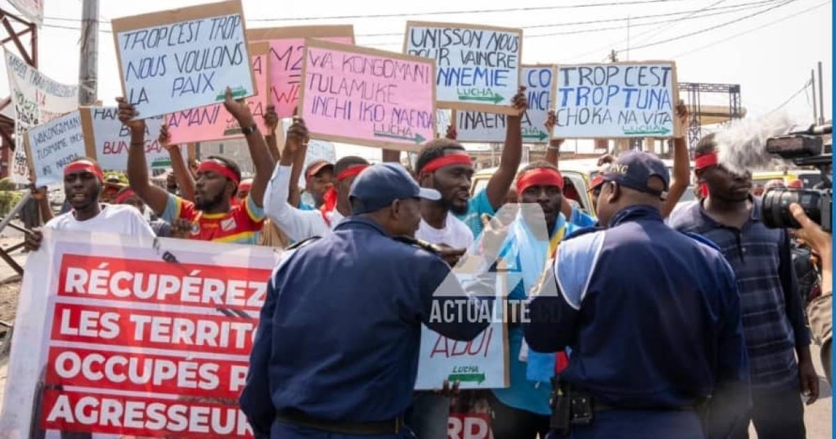 Les militants de Lucha lors de la manifestation ce jeudi 9 janvier à Goma
