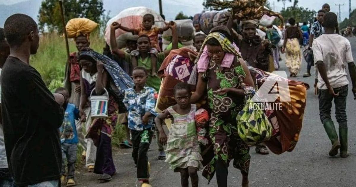 Les habitants de Sake fuyant vers Goma (Illustration)