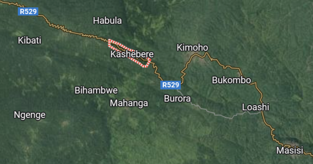 Kashebere et Kibati sur la carte