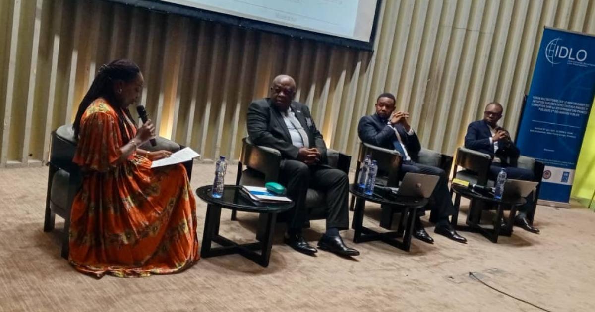 Des panelistes lors du forum multisectoriel sur les risques de corruption  dans  la gouvernance des finances publiques et des marchés publics, vendredi 27 Juin 2025, à Kinshasa.