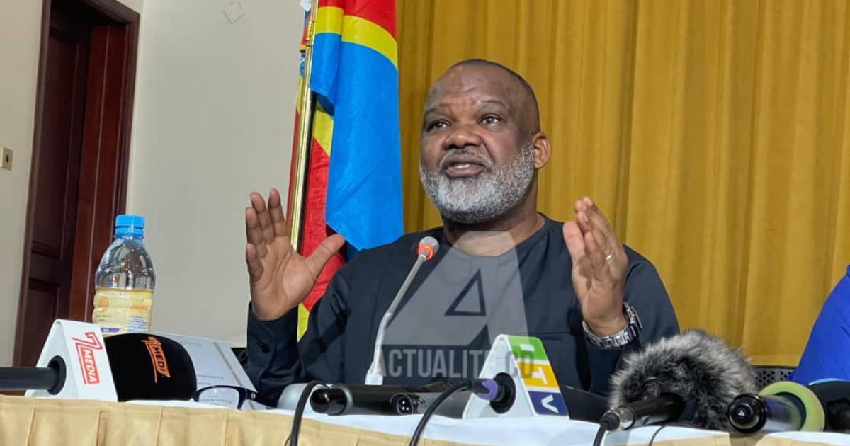 Corneille Nangaa lors d'une conférence de presse à Goma