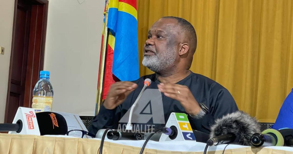 Corneille Nangaa lors d'une conférence de presse à Goma