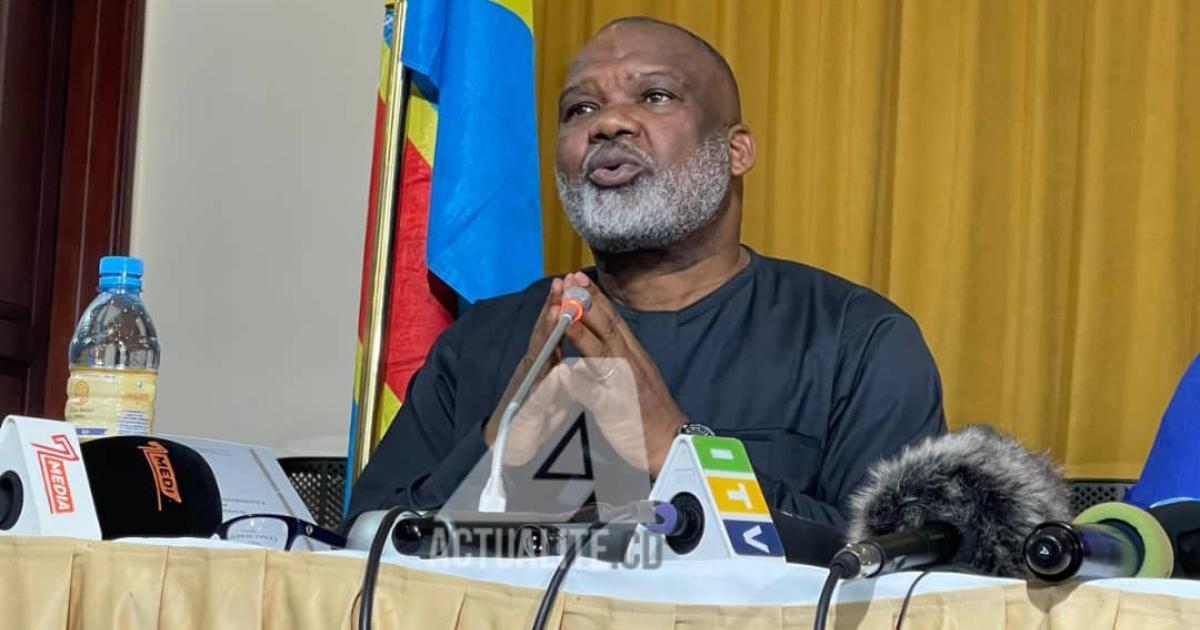 Corneille Nangaa lors d'une conférence de presse à Goma