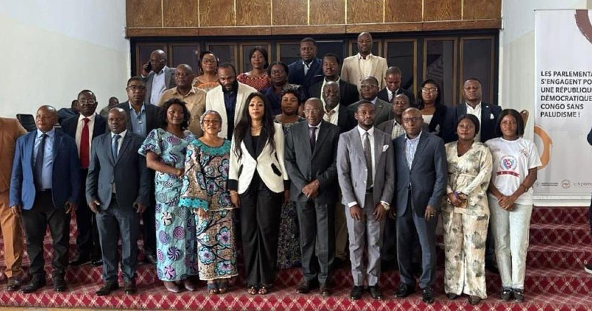 Les députés nationaux membres de la COPEMA-RDC, le Rapporteur de l'Assemblée nationale et d'autres participants à l'atelier d'élaboration et d'adoption du plan d'action triennal (2025-2027) pour l'élimination du Paludisme en RDC