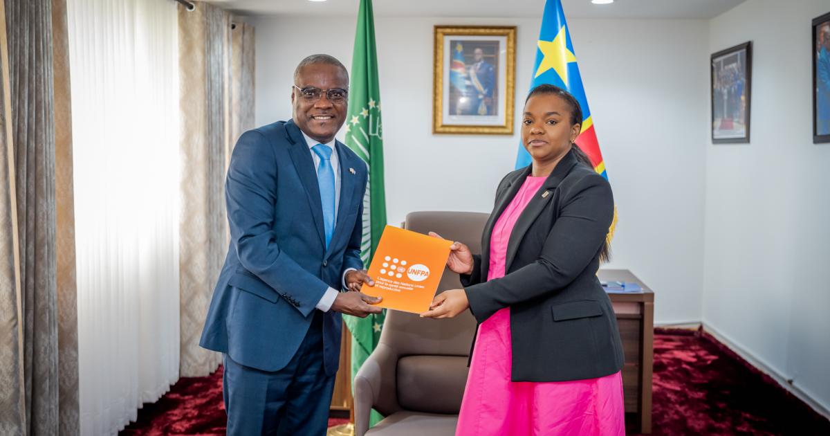 Alain Akpadji (nouveau Représentant résident UNFPA) et Noella Ayeganagato (vice-ministre des Affaires Etrangères)