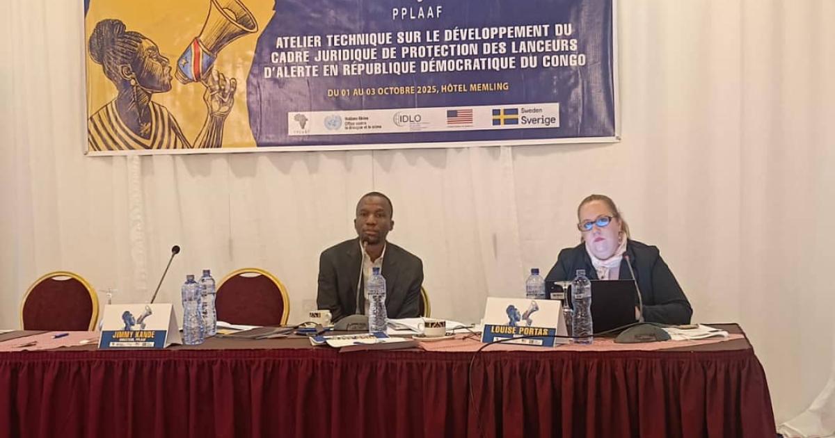 Atelier technique sur le développement du cadre juridique de protection des lanceurs d'alerte en RDC 