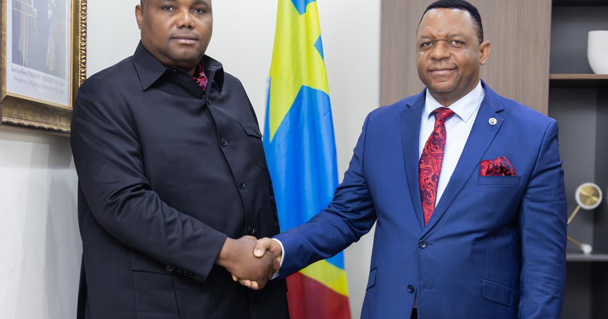  DG Hervé Claude Ntumba Batukonke (en bleu), DGA Blaise Mastaky Birindwa (en noir)