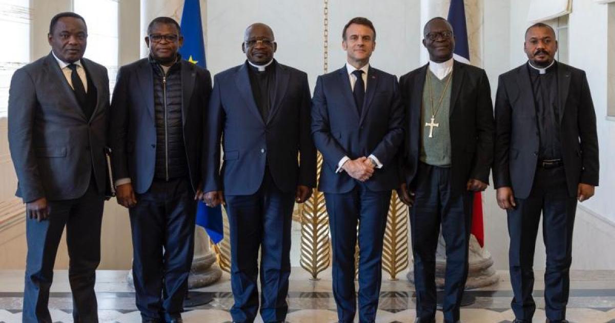 Macron recevant la CENCO et l'ECC à l'Elysée en mars 2025