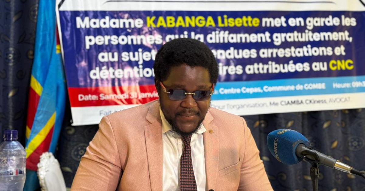 Maître Ciamba Ckiness, l'un des avocats de Lisette Kabanga Tshibwabwa, haut cadre du CNC