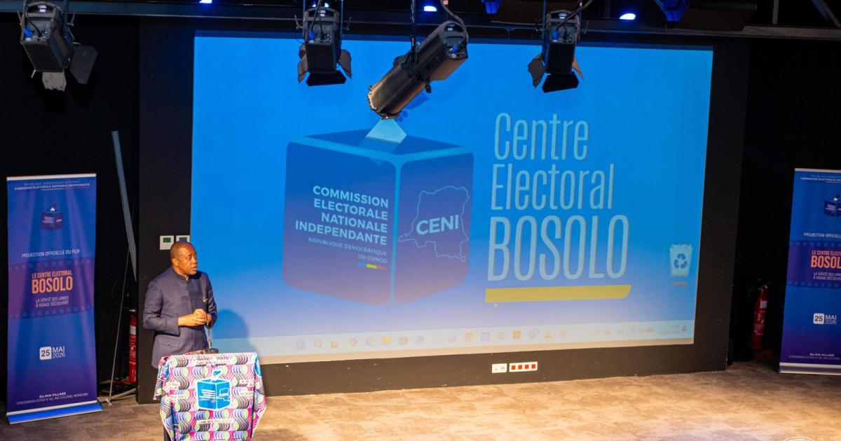 Denis Kadima, président de la CENI, lors de la projection du film "Centre électoral Bosolo" 